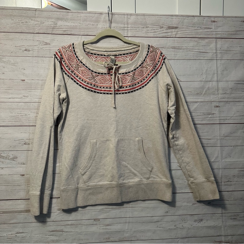 Lucky Brand Cream Sweatshirt with Pink and Black Yoke